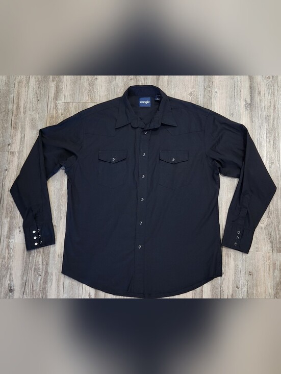 Wrangler Other - Vintage Wrangler Black Casual Western Button-Down Pearl Snap Shirt XL